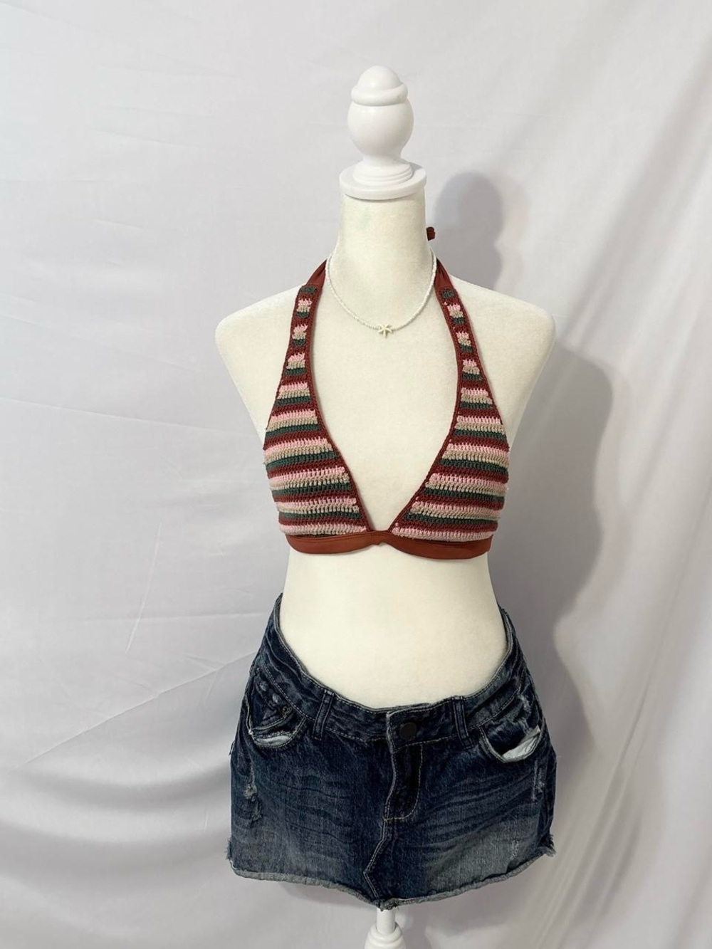Y2K Striped Indie Bikini Top